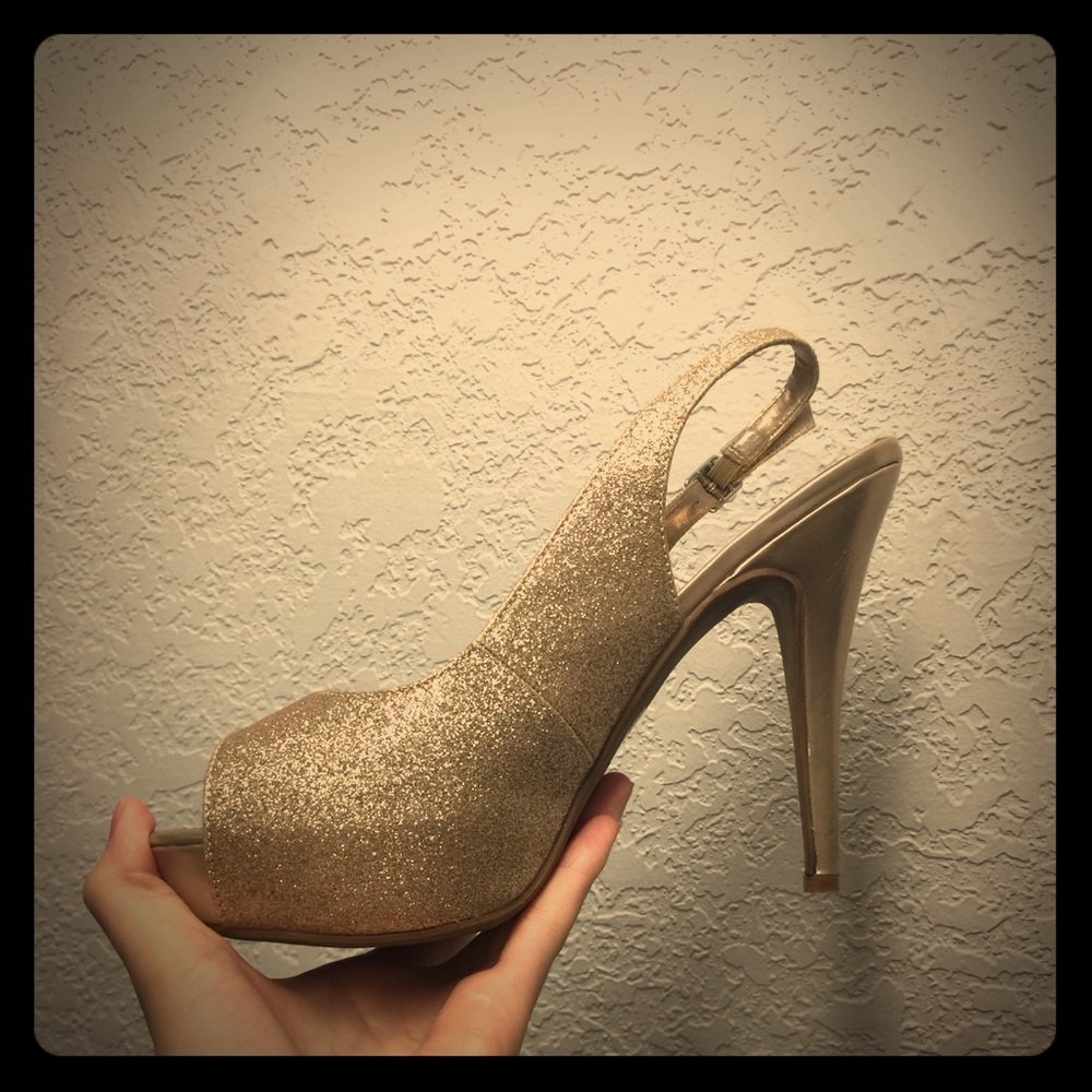 Gold high heels